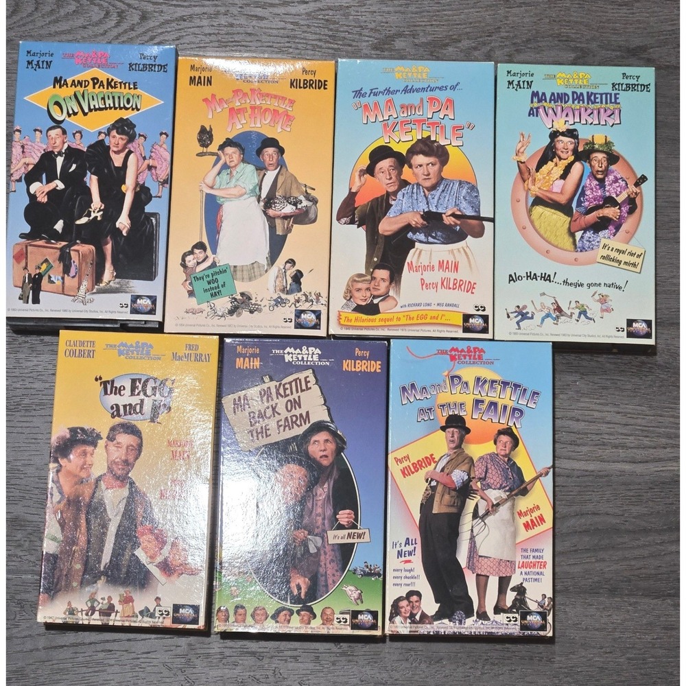 Lot of 7 Ma and Pa Kettle VHS Tapes - MCA Universal‎ Home Video